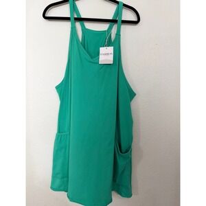 Fashion Teal Pocket Tank Dress XXL